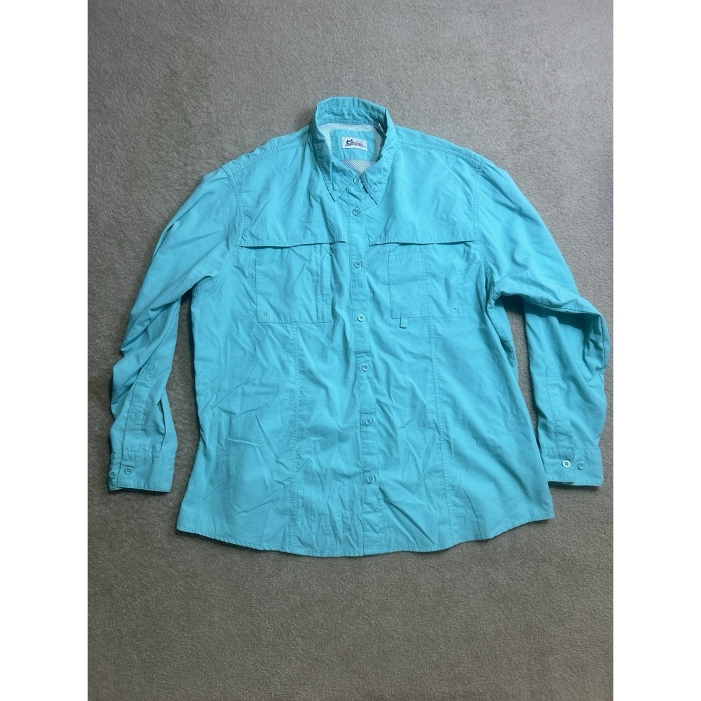 WorldWide Sportsman Turquoise Button Up Fishing Shirt LongSleeve Size 2XL‎